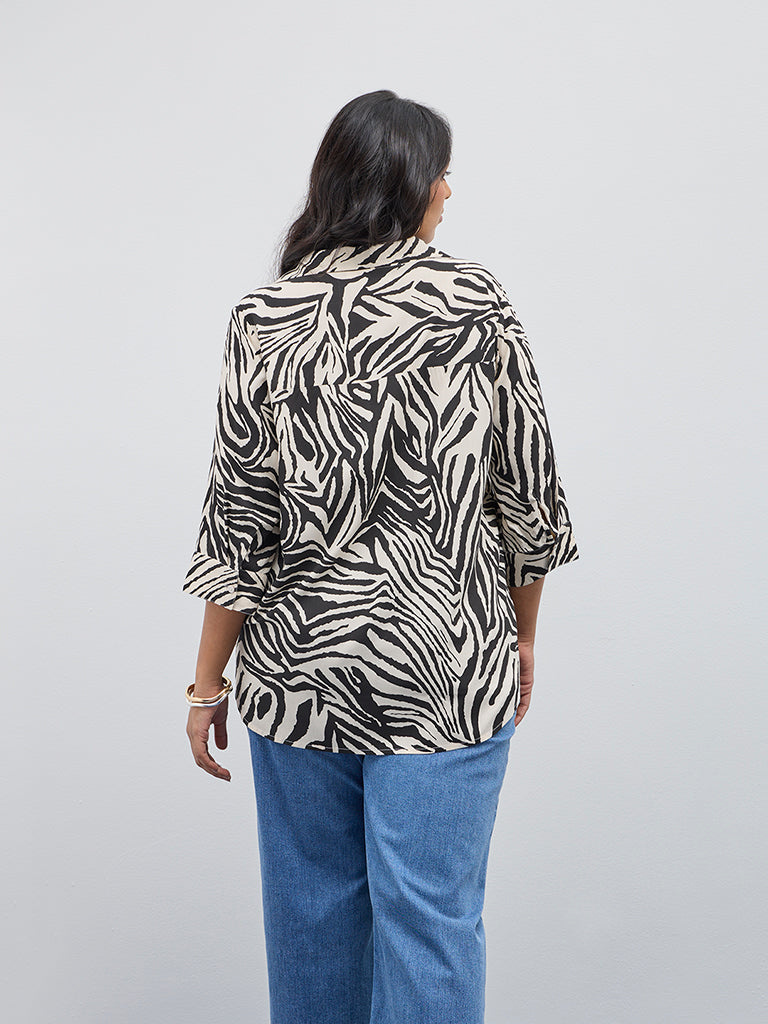 Gia Black Abstract Printed Shirt