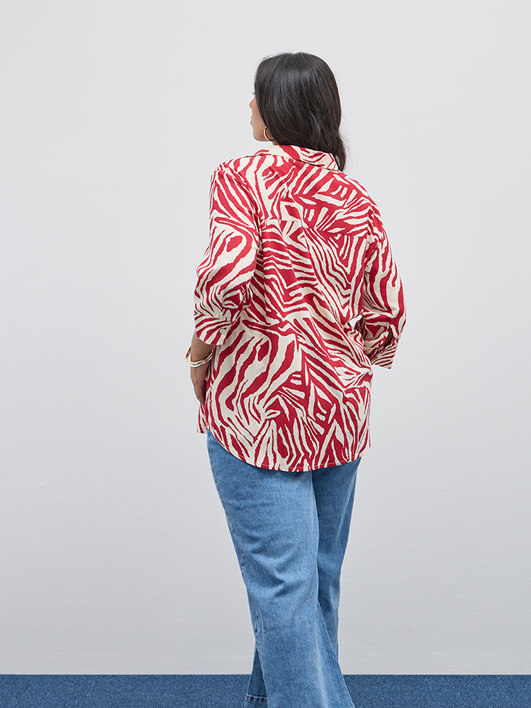 Gia Red Abstract Printed Shirt