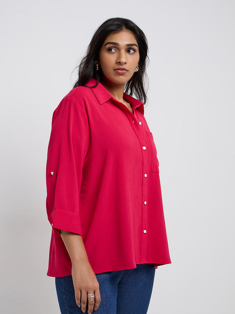 Gia Pink Self-Textured Shirt