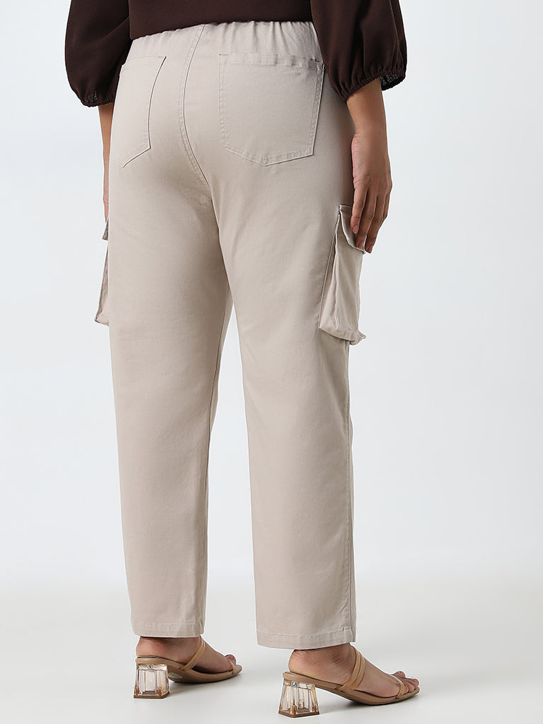 Gia Beige High-Rise Cargo Pants