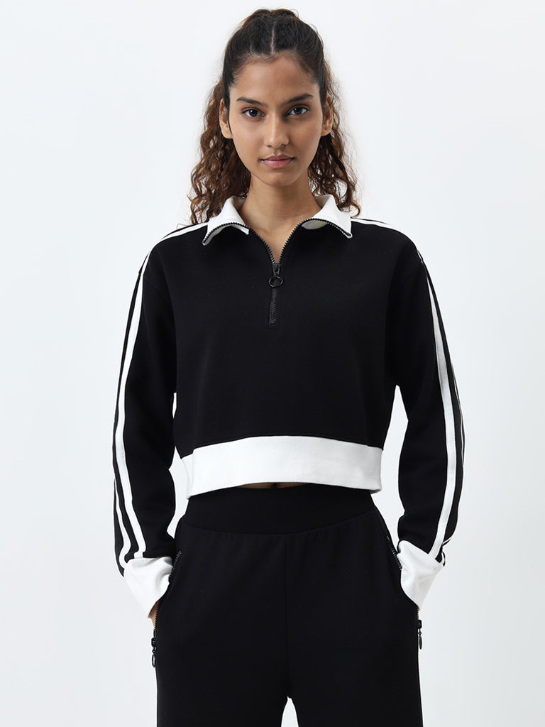 Studiofit Black Stripe Detailed Sweatshirt