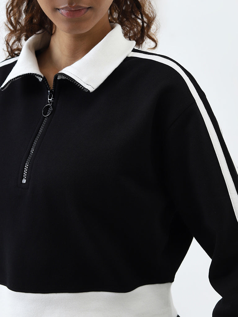 Studiofit Black Stripe Detailed Sweatshirt