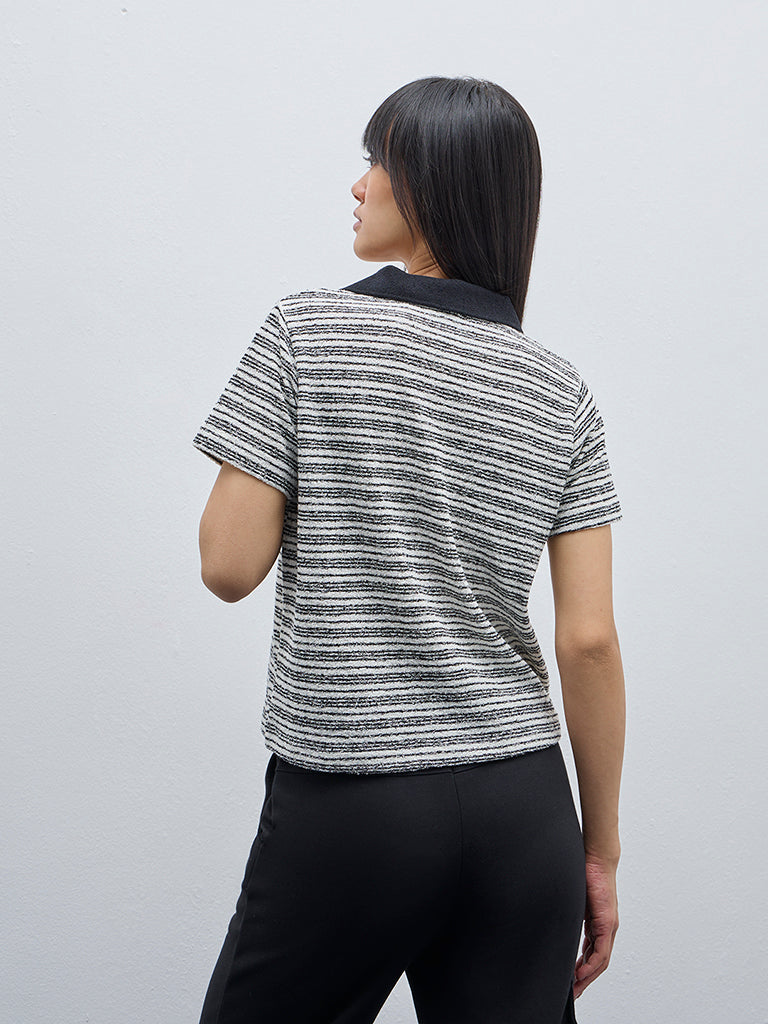 Studiofit Black & White Striped T-Shirt