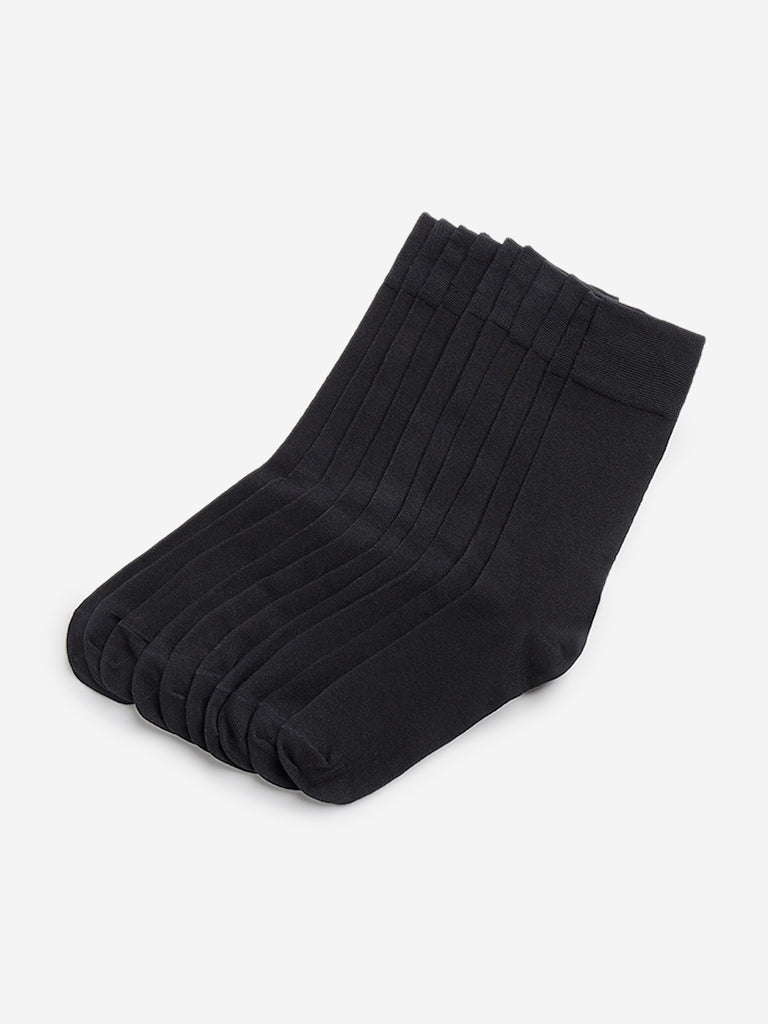 WES Lounge Black Solid Socks - Pack of 3