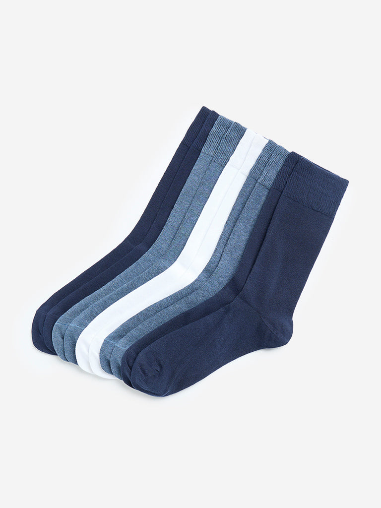 WES Lounge Navy Solid Socks- Pack of 5