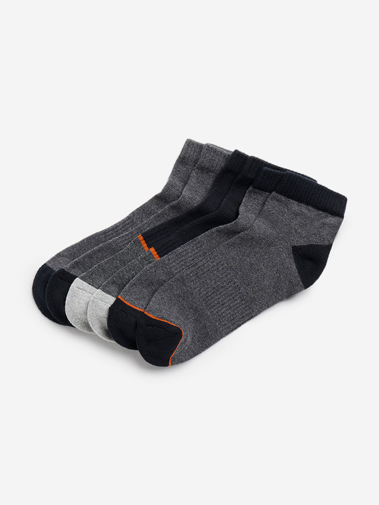 WES Lounge Grey Printed Socks - Pack of 3