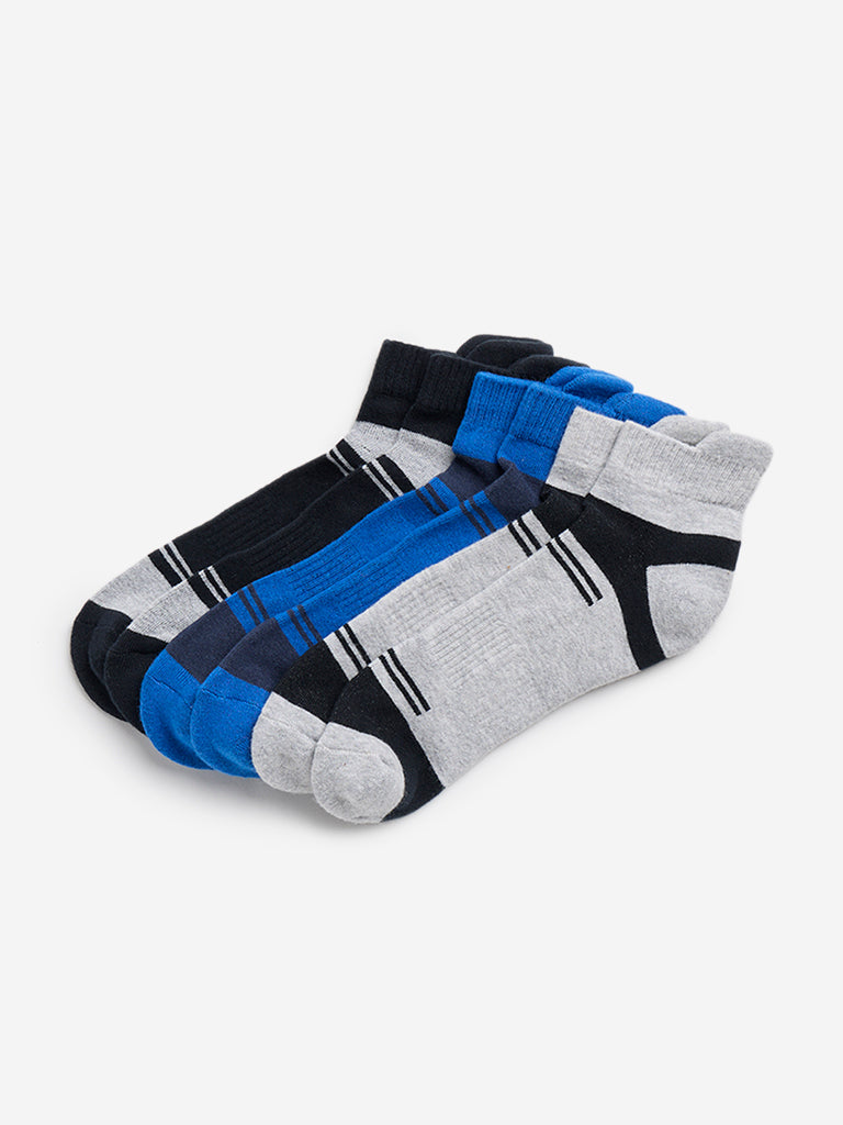 WES Lounge Blue Striped Socks - Pack of 3