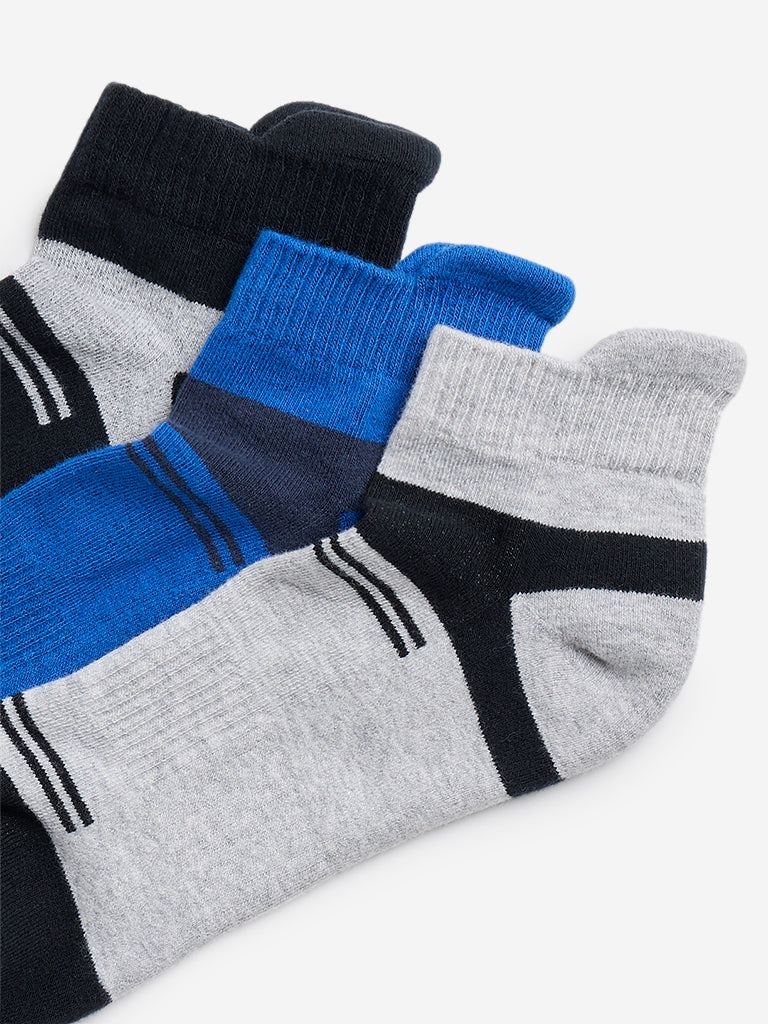 WES Lounge Blue Striped Socks - Pack of 3