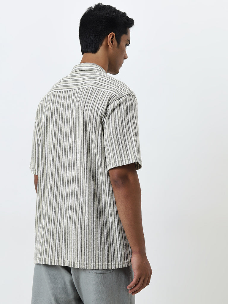 ETA Sage Stripe Printed Relaxed-Fit Cotton Shirt