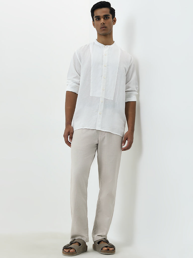 ETA White Solid Relaxed-Fit Cotton Shirt