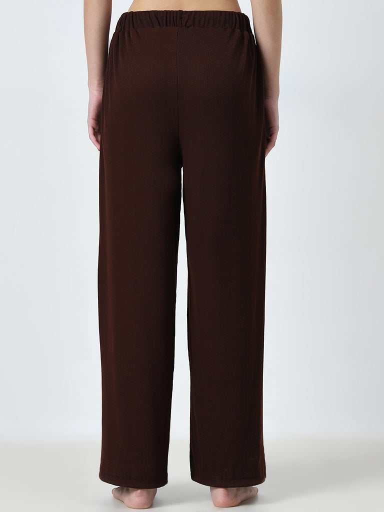 Superstar Brown Ribbed High-Rise Pants