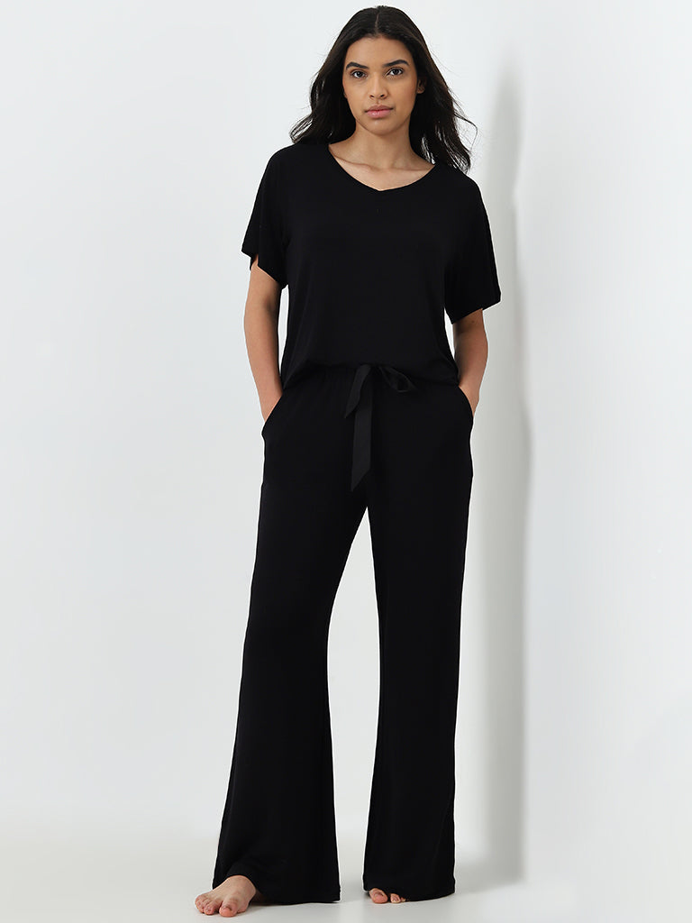 Wunderlove Black High-Rise Supersoft Lounge Pants