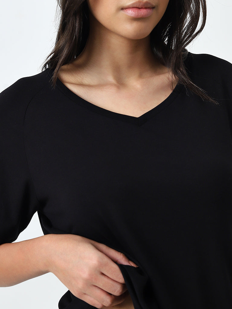 Wunderlove Black Supersoft Lounge Top