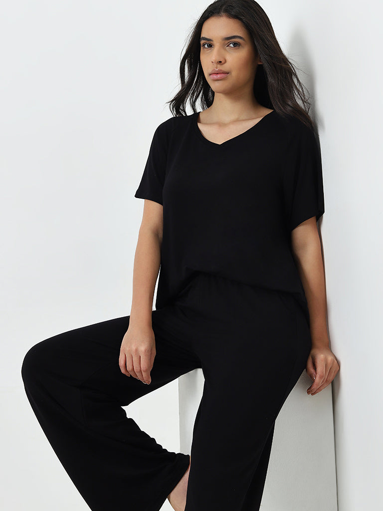 Wunderlove Black Supersoft Lounge Top