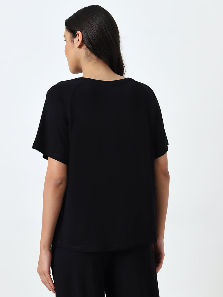 Wunderlove Black Supersoft Lounge Top