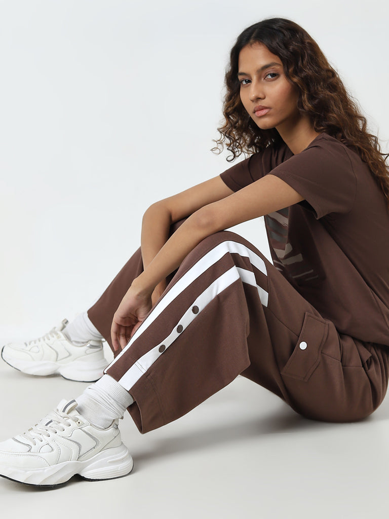 Studiofit Brown High-Rise Track Pants