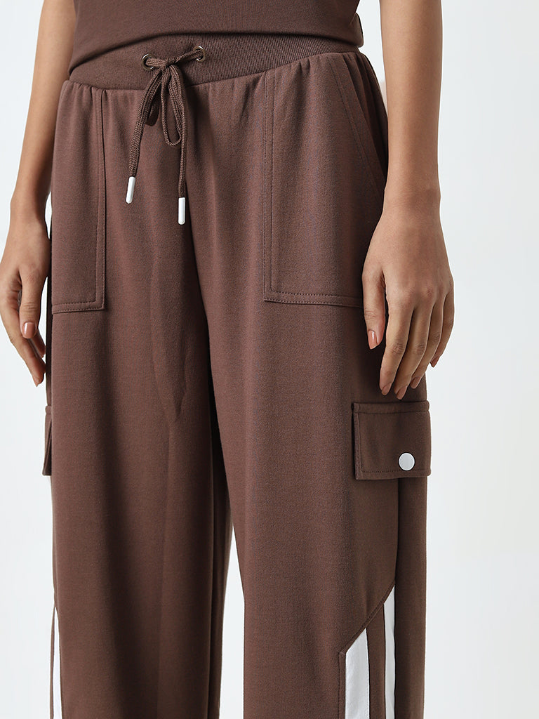 Studiofit Brown High-Rise Track Pants