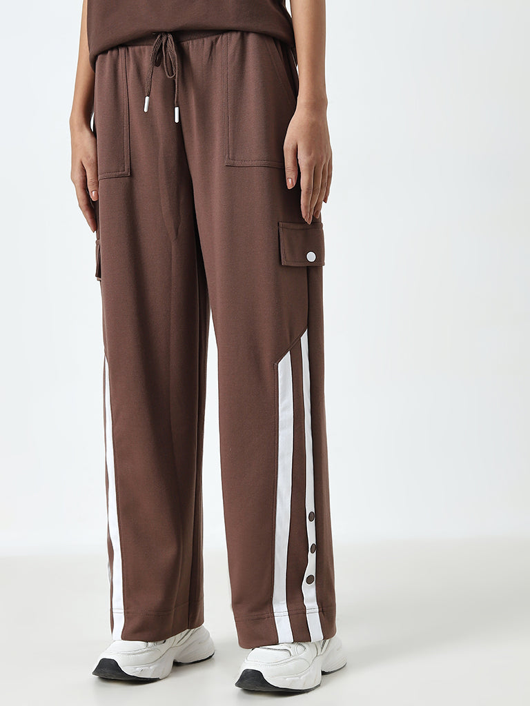 Studiofit Brown High-Rise Track Pants