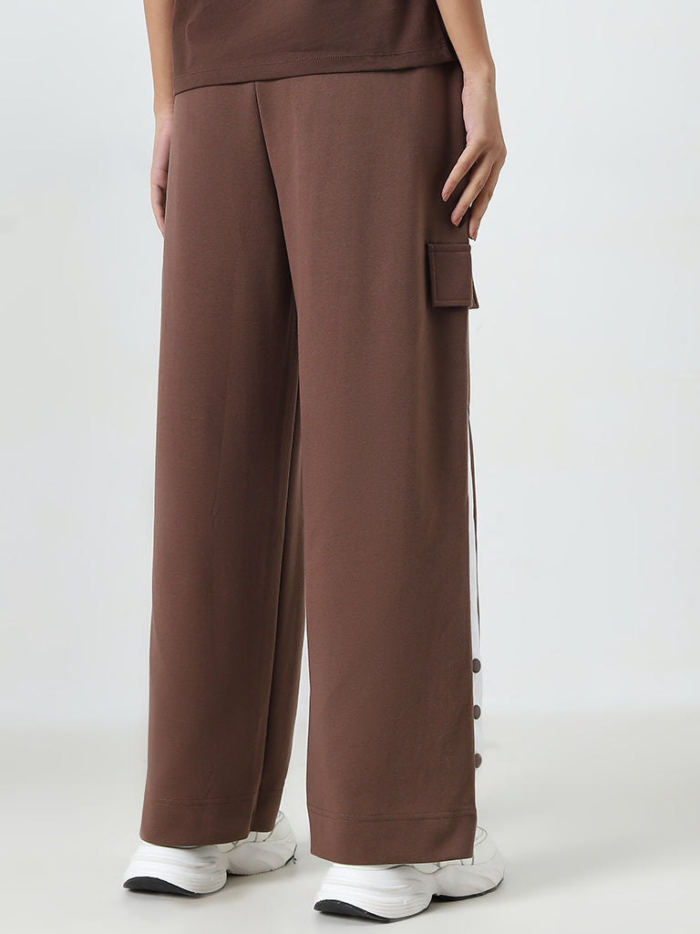 Studiofit Brown High-Rise Track Pants