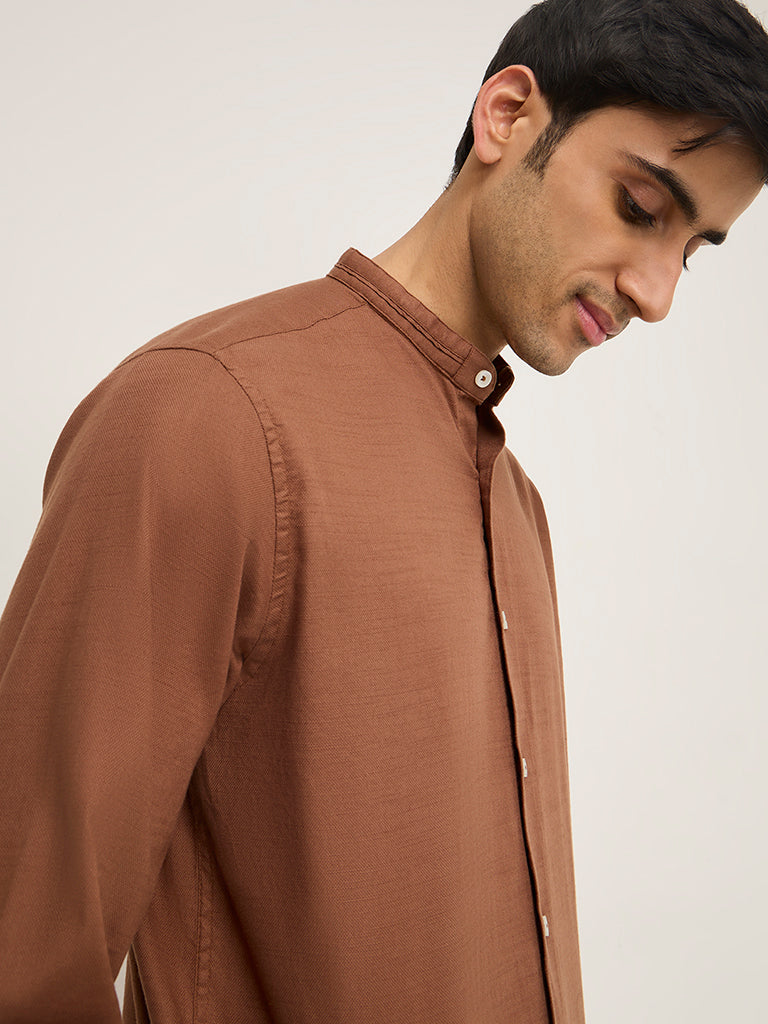 Ascot Light Brown Relaxed-Fit Cotton Shirt