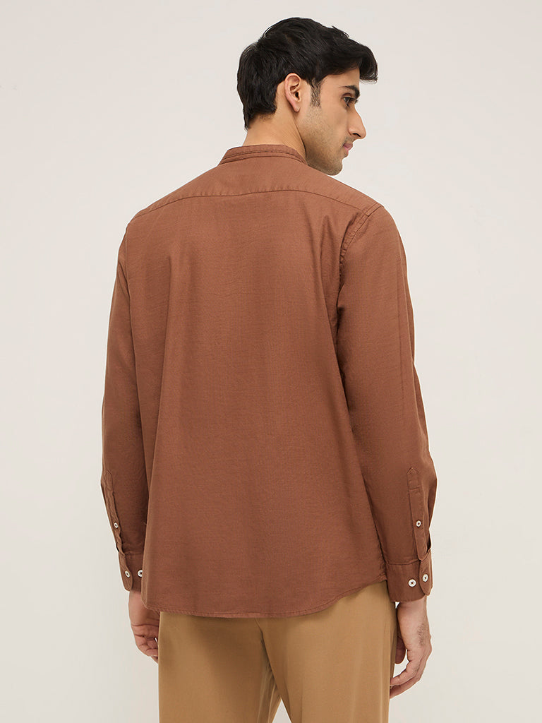 Ascot Light Brown Relaxed-Fit Cotton Shirt