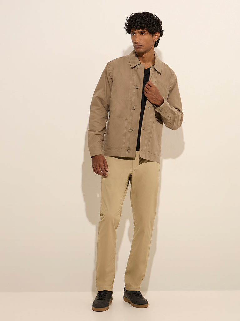 WES Casuals Khaki Relaxed-Fit Cotton Jacket