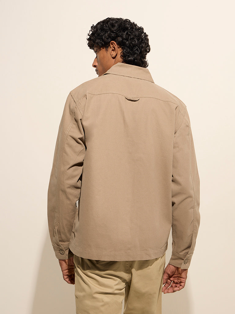 WES Casuals Khaki Relaxed-Fit Cotton Jacket