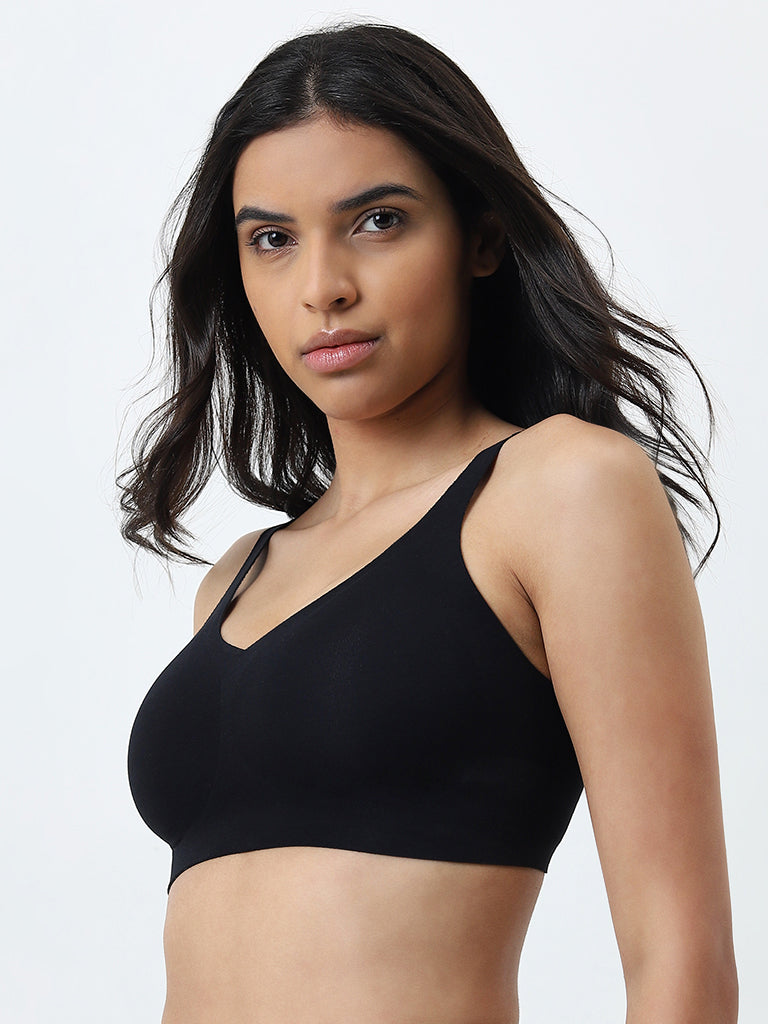 Wunderlove Black Padded Invisible Cotton Full Coverage Bra