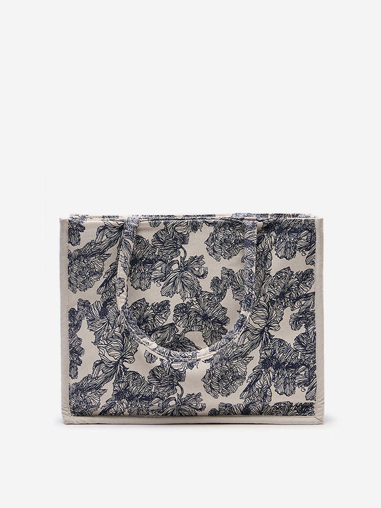 Westside Navy Floral Printed Hand Bag