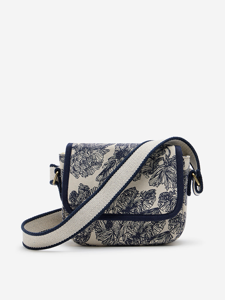 Westside Navy Floral Printed Sling Bag