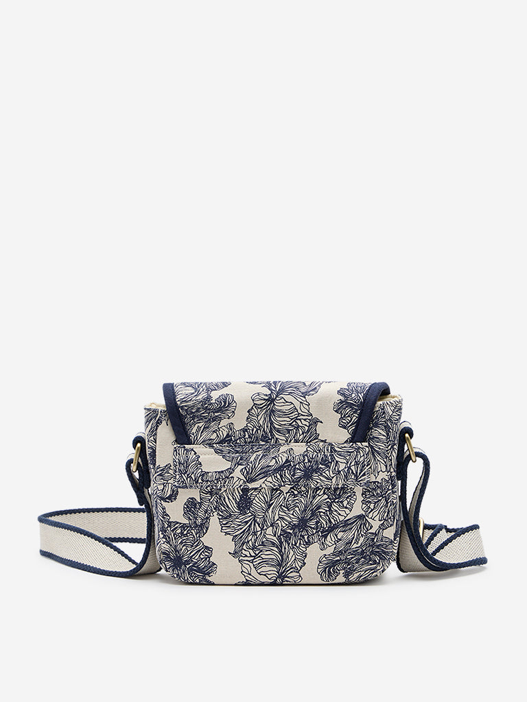 Westside Navy Floral Printed Sling Bag