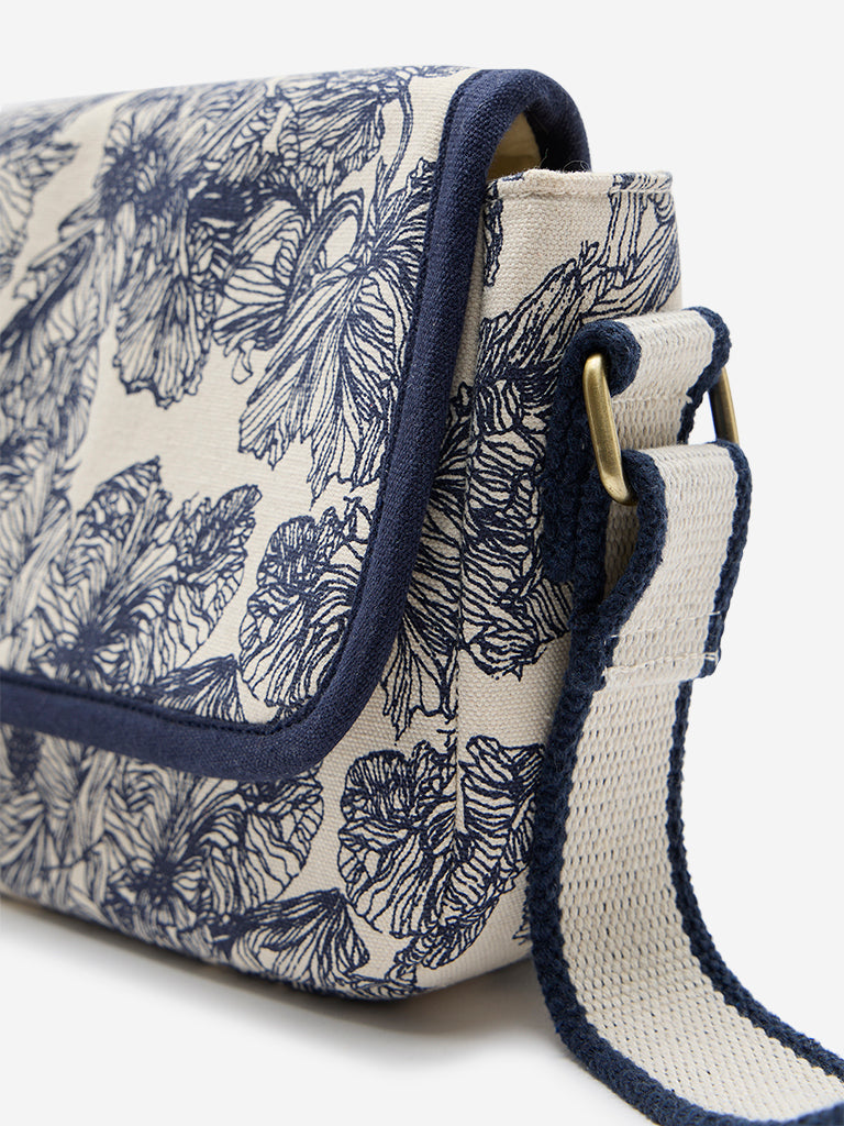 Westside Navy Floral Printed Sling Bag