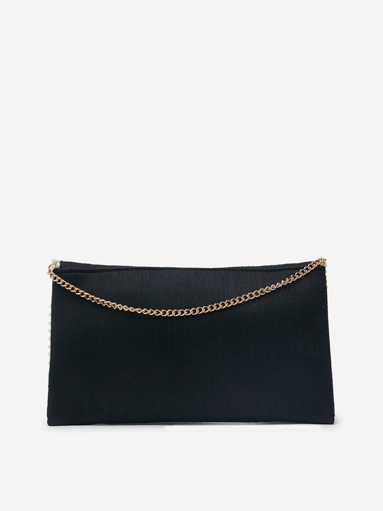 Westside Black Bead Design Clutch Bag