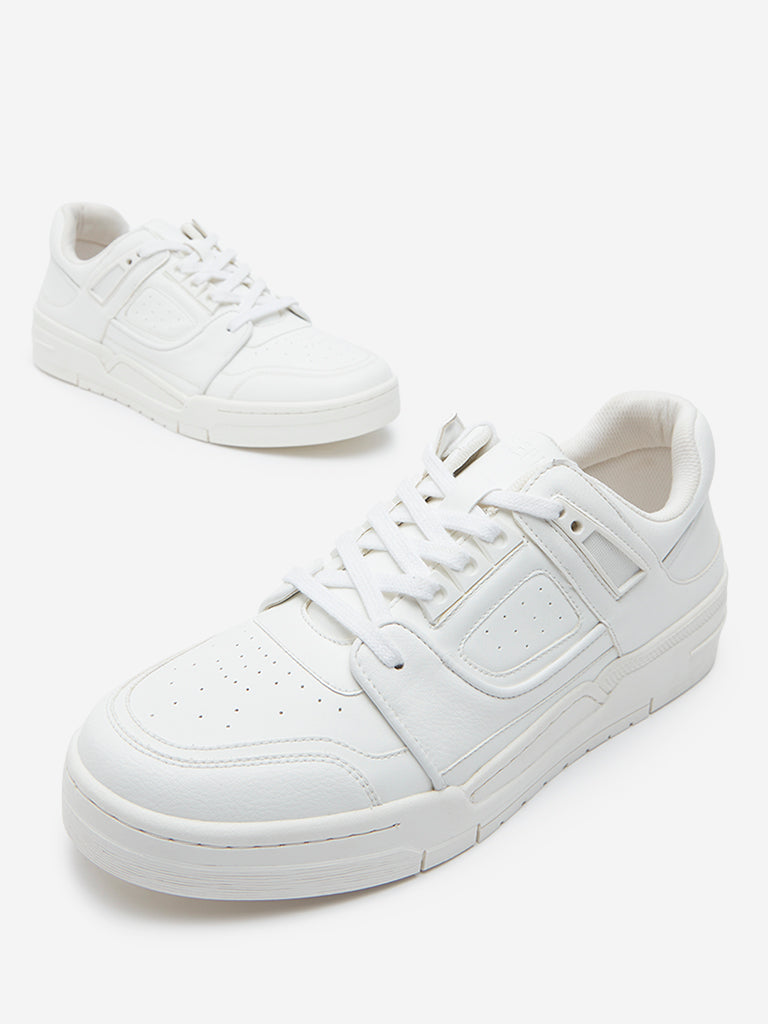 SOLEPLAY White Perforated Lace-Up Sneakers