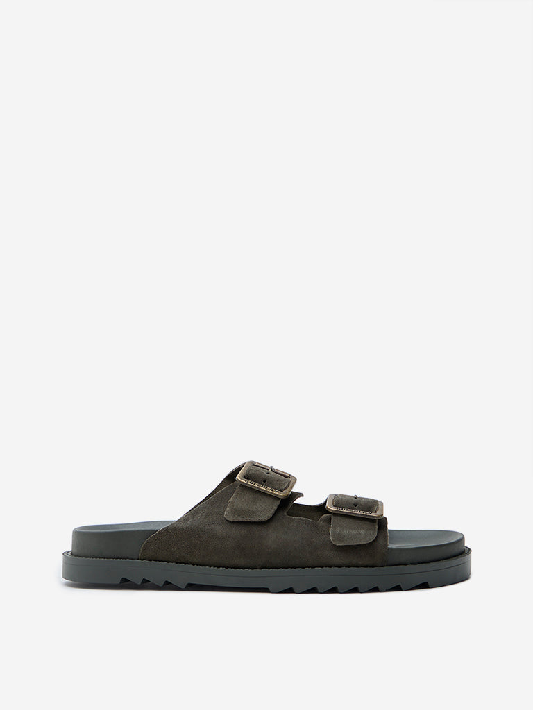 SOLEPLAY Olive Leather Slip-On Sandals