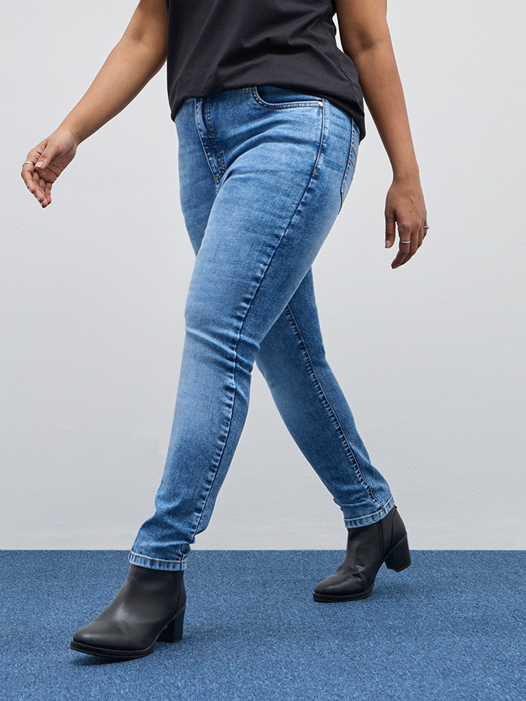 Gia Blue Washed Slim - Fit Mid - Rise Jeans