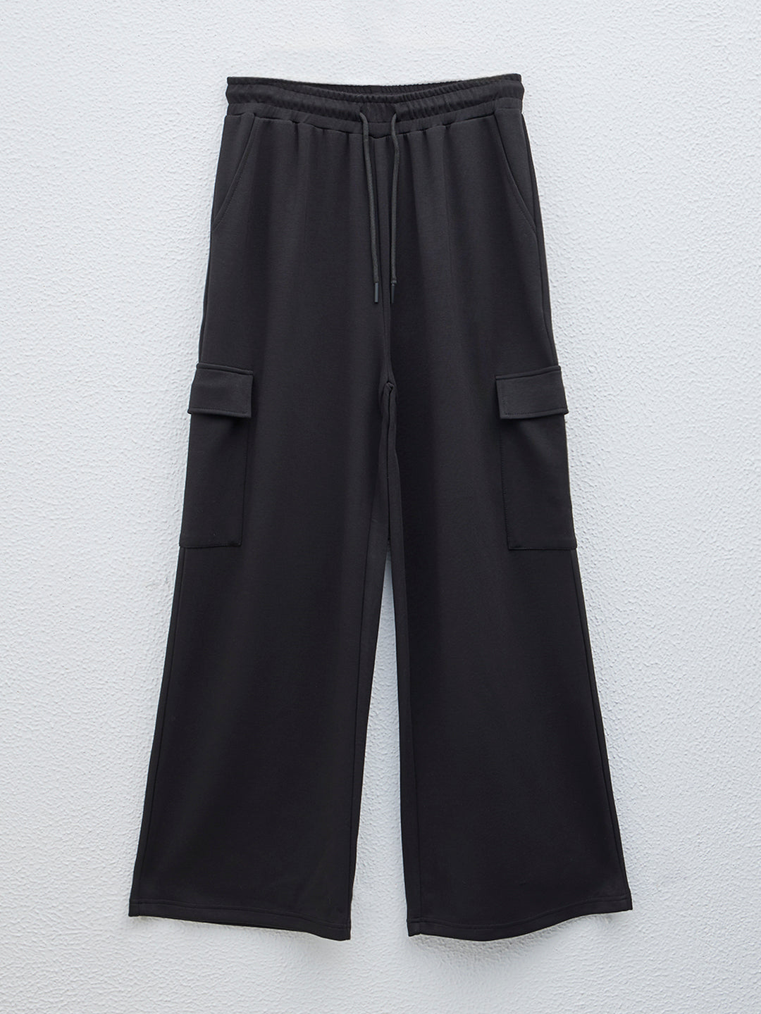 LOV Black Cargo-Style High-Rise Cotton Blend Pants