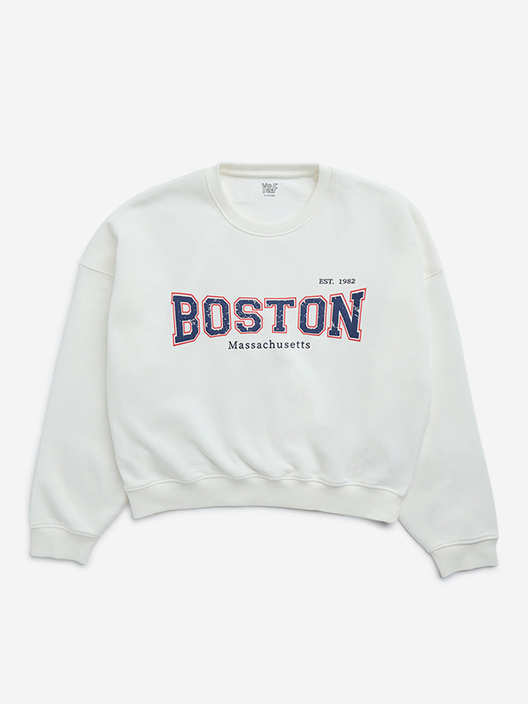 Y&F Kids White Text Design Sweatshirt