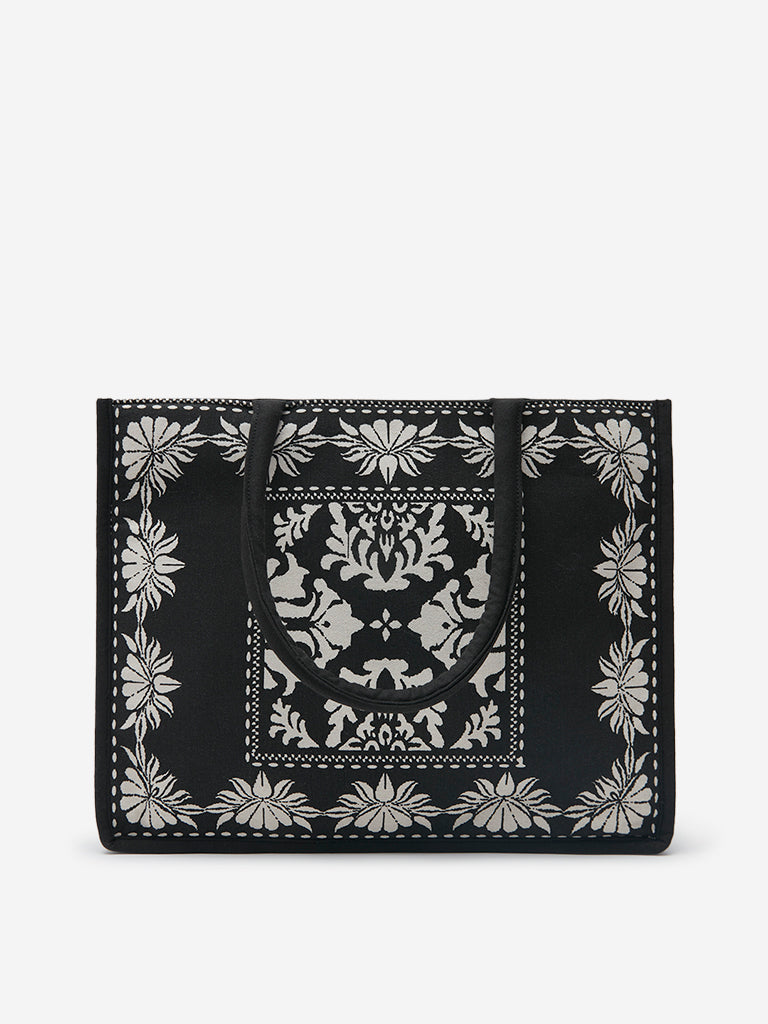 Westside Black Ethnic Pattern Tote Bag