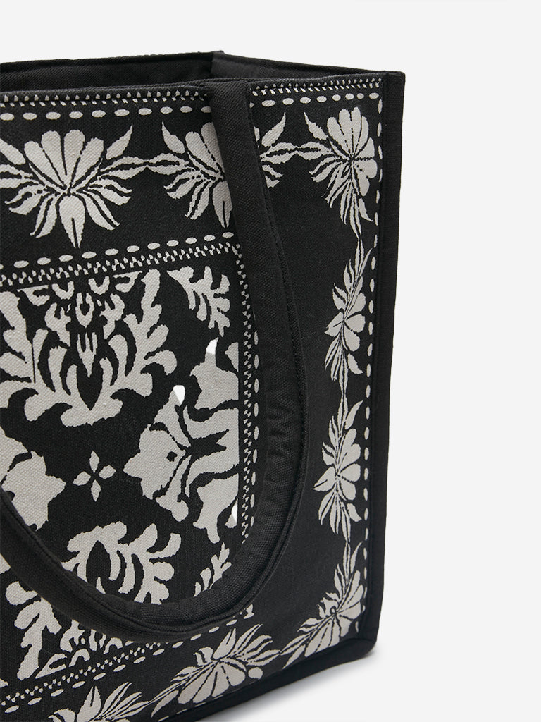 Westside Black Ethnic Pattern Tote Bag