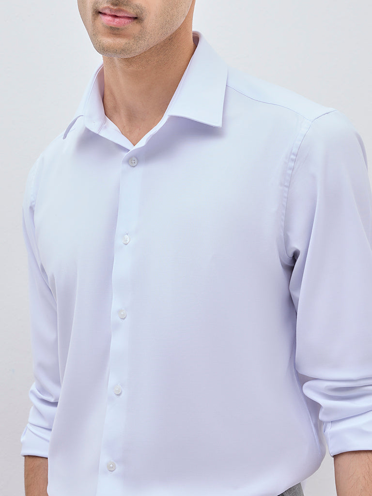 WES Formals White Solid Slim-Fit Shirt