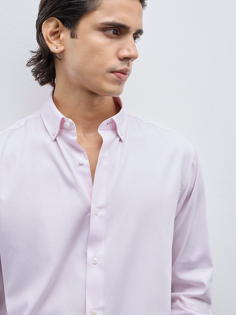 WES Formals Pink Relaxed-Fit Cotton Shirt