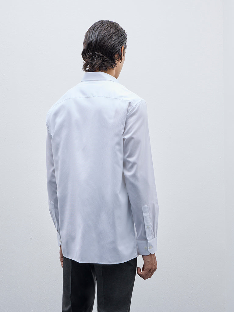 WES Formals White Relaxed-Fit Cotton Shirt