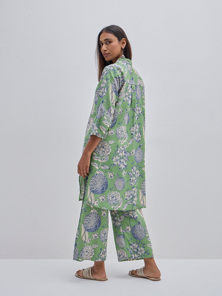 Utsa Green Floral Printed Straight Kurta