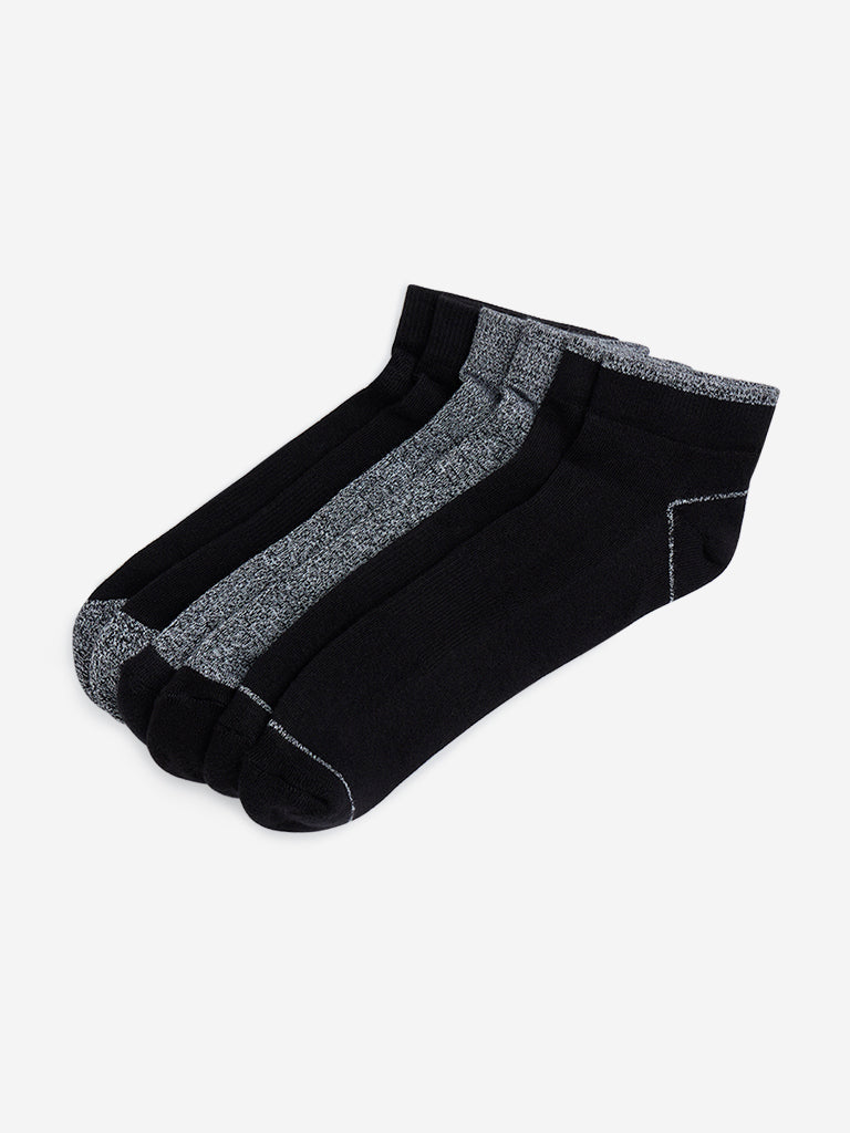 WES Lounge Black Trainer Cotton-Blend Socks -Pack of 3