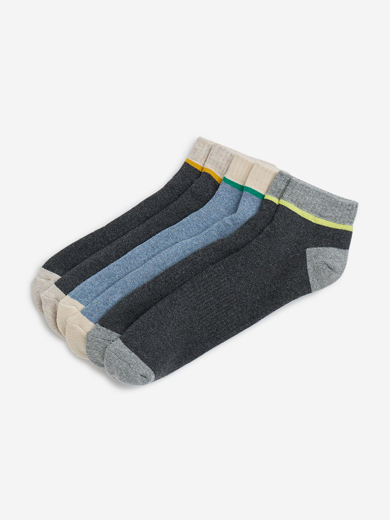 WES Lounge Grey Trainer Socks - Pack of 3