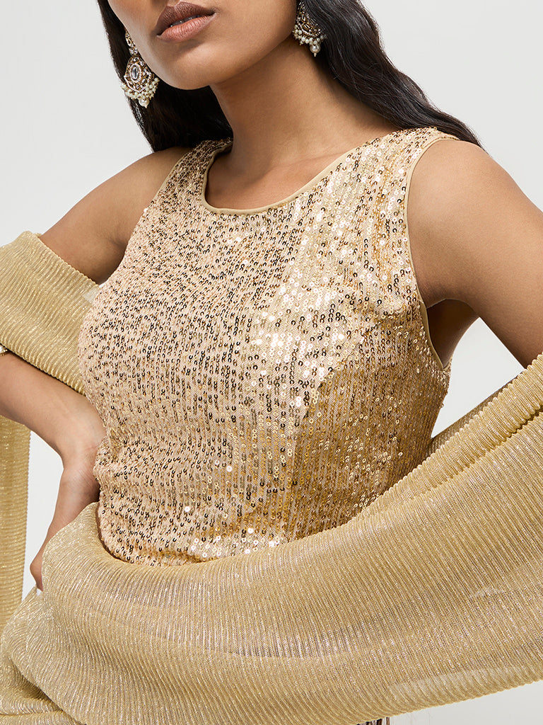 Gold sparkly blouse deals