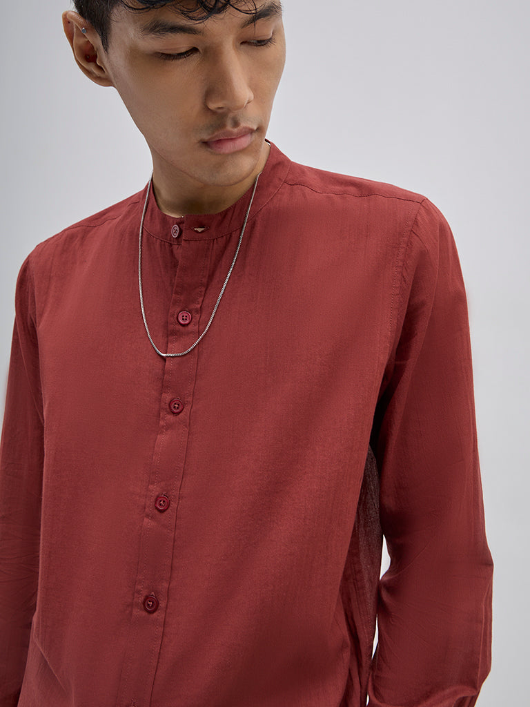 ETA Rust Solid Relaxed-Fit Cotton Shirt