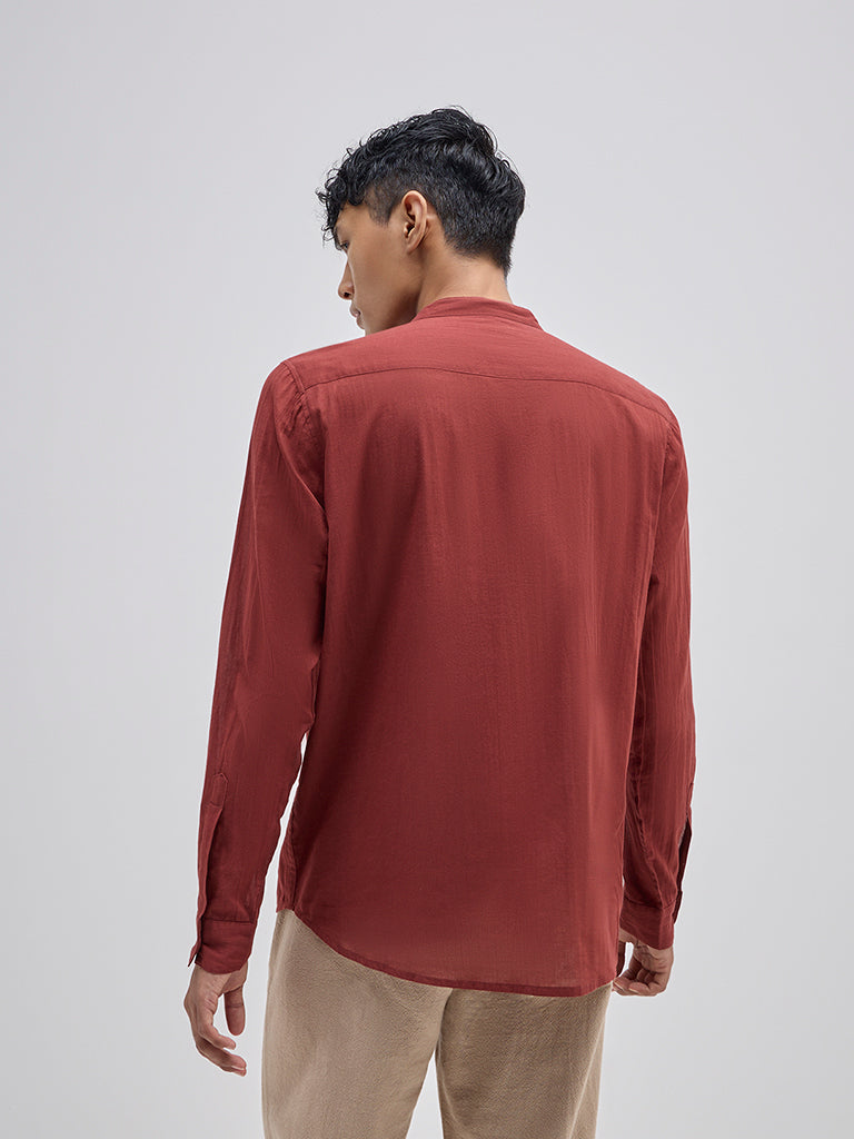 ETA Rust Solid Relaxed-Fit Cotton Shirt