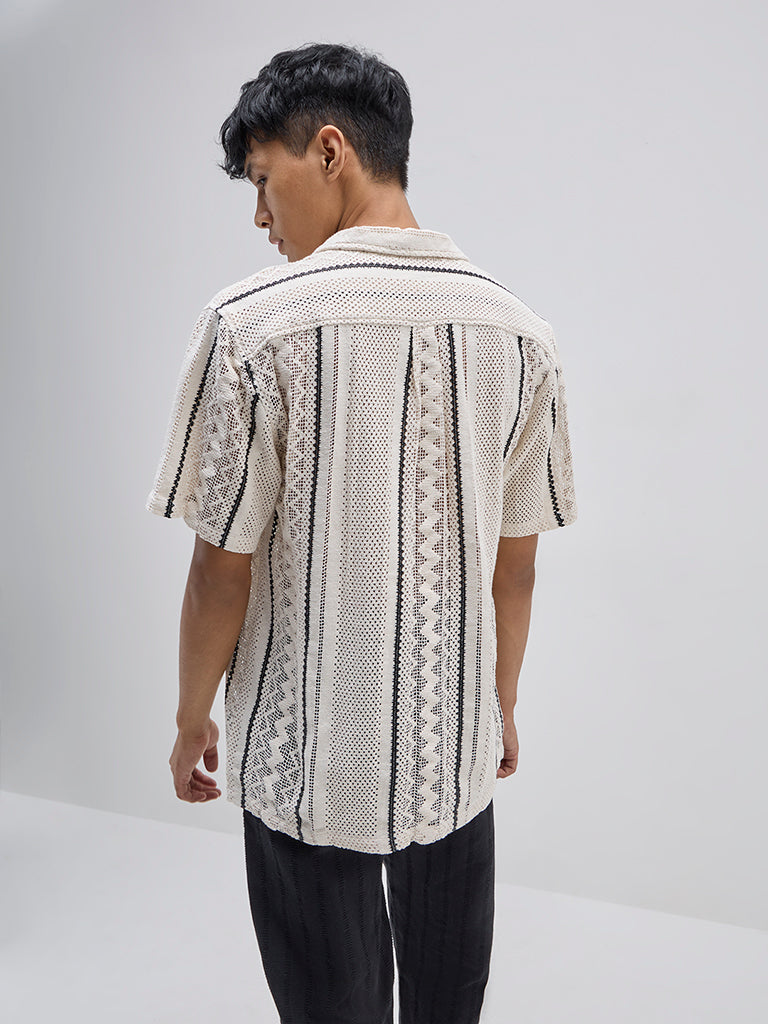 ETA Off-White Crochet-Detailed Relaxed-Fit Cotton Shirt